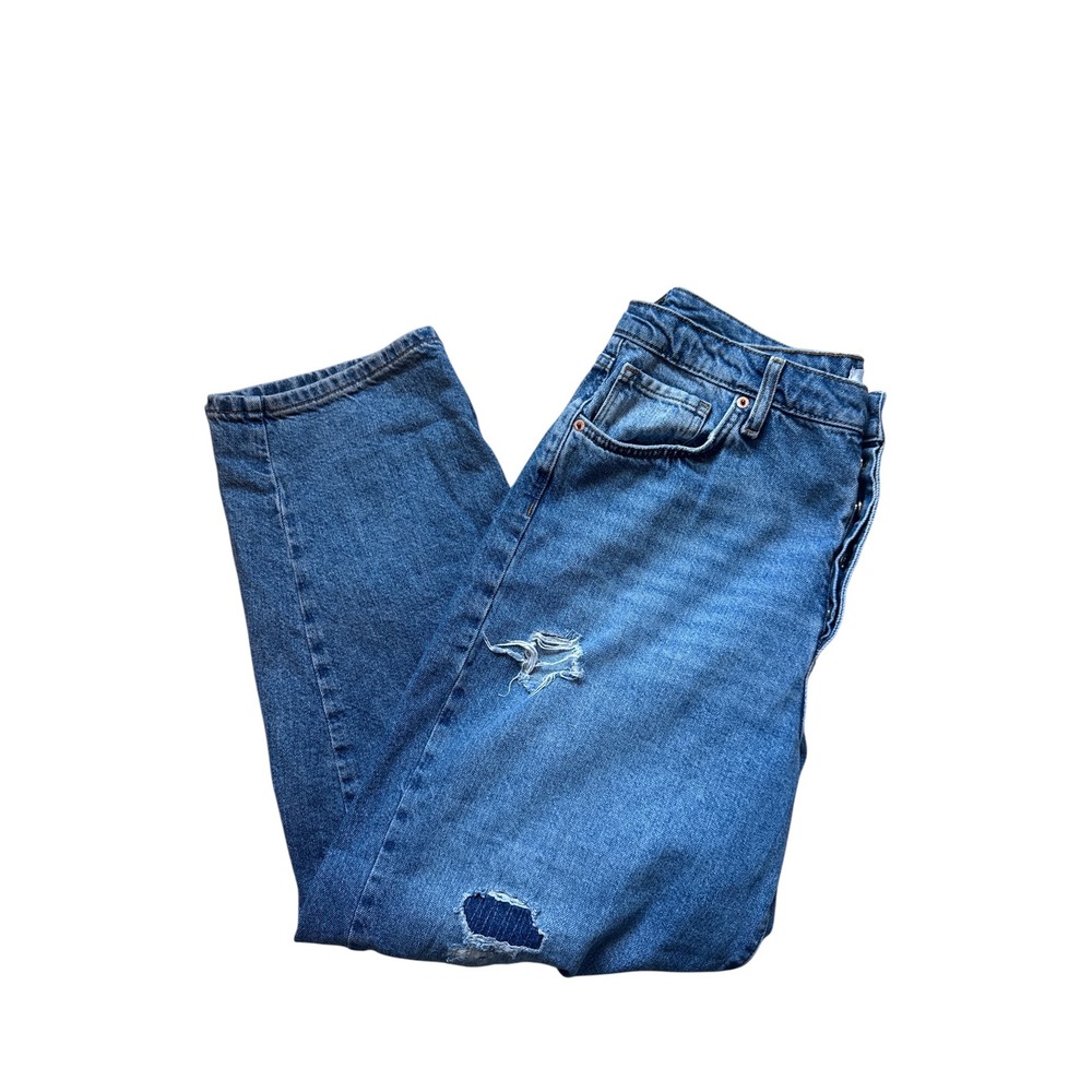 Forever 21 Premium Mom Jeans | Distressed Ripped Blue Denim | Size 31